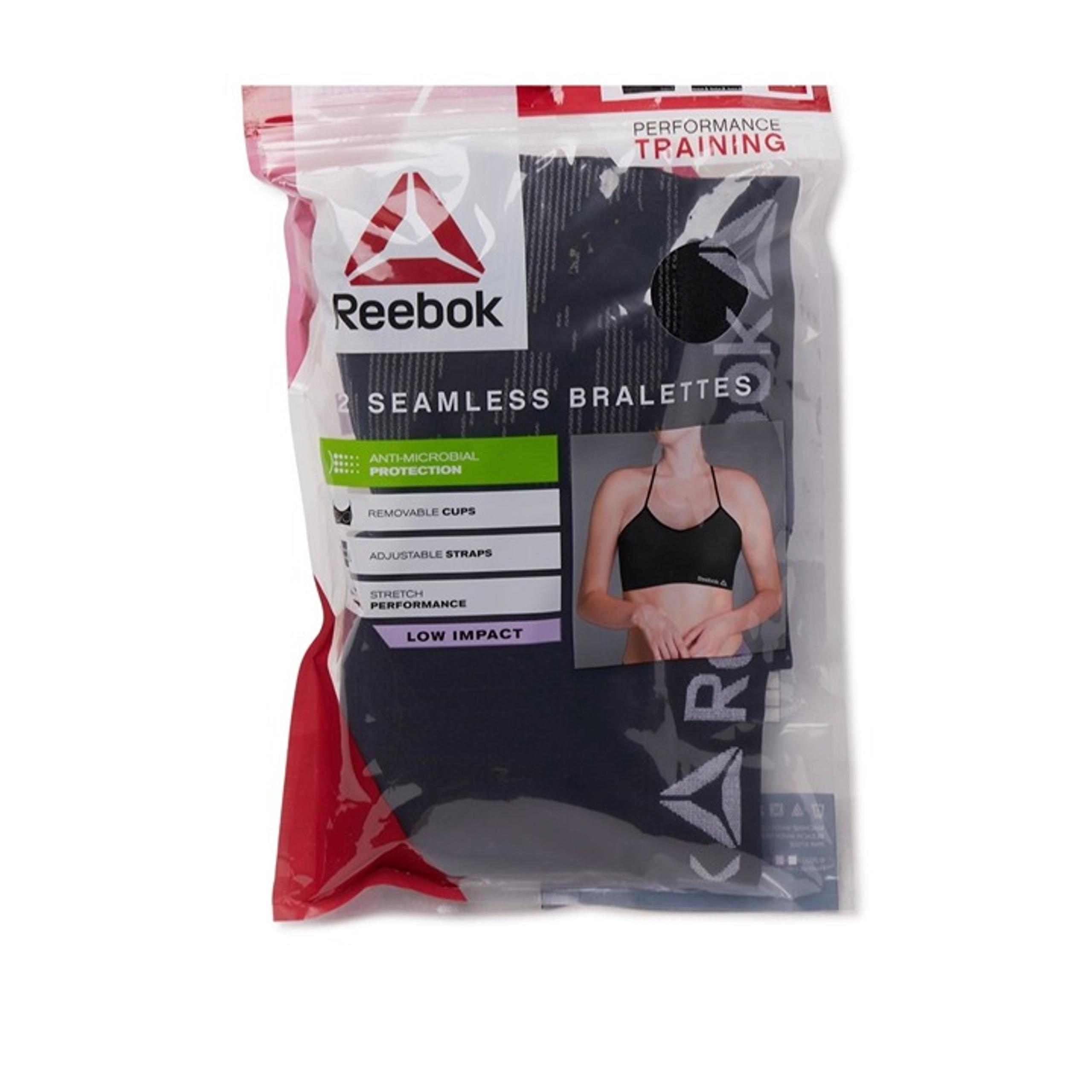 Reebok Women's Plunge Bralette, 2-Pack Super Stretchy Workout Lounge Size Large