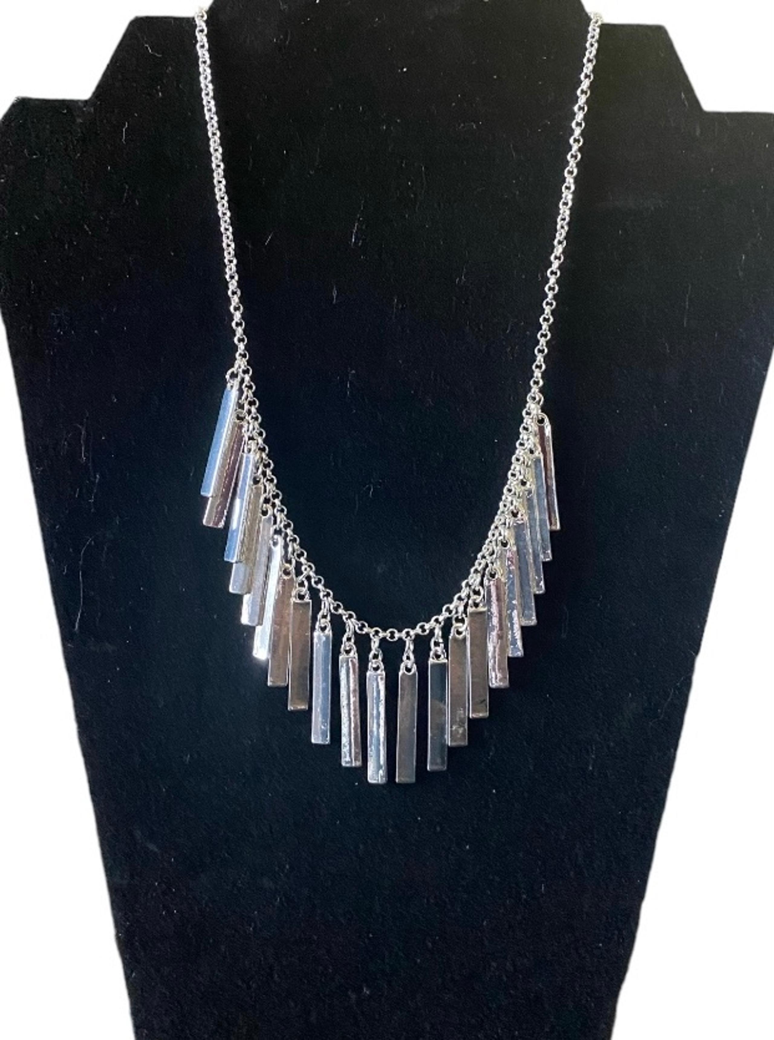 NWT-APT 9-STUNNING SILVER TONE DANGLE NECKLACE Gorgeous metal fringe necklace, 1