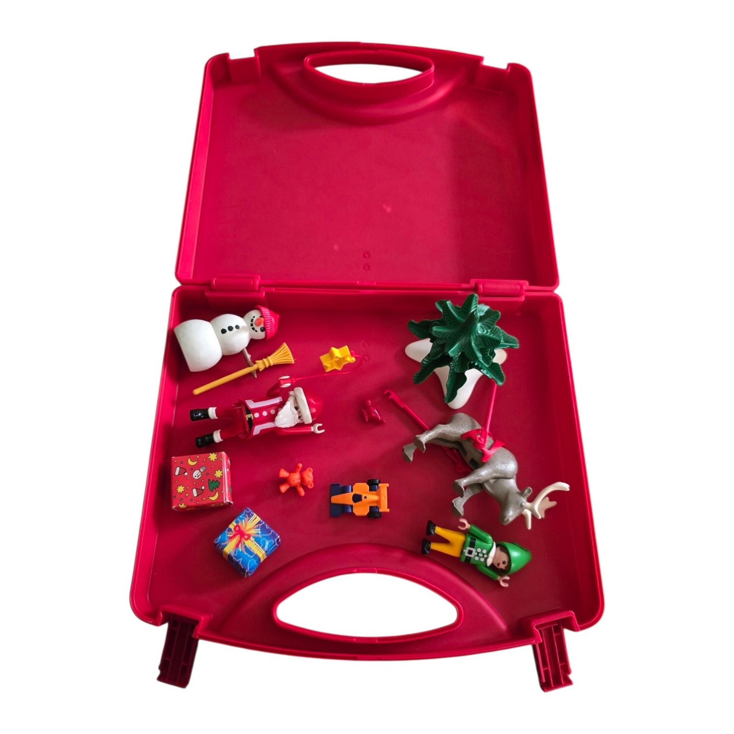 Playmobil 5956 Christmas Set Santa Sleigh Snowman Elf Reindeer Case INCOMPLETE