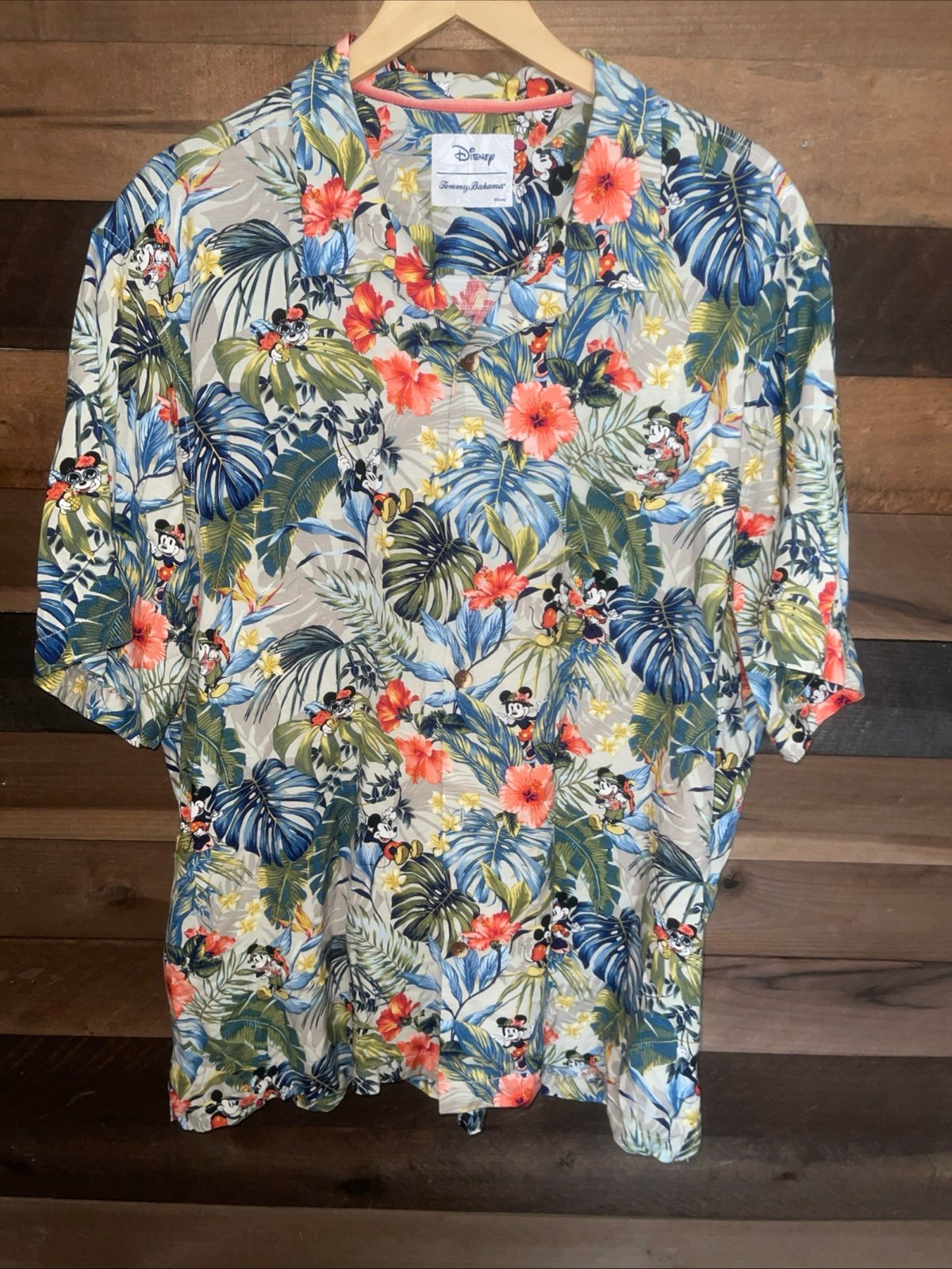 Tommy Bahama Shirt Men’s XL Blue Jungle Jubilee Micky Minnie Mouse Disney