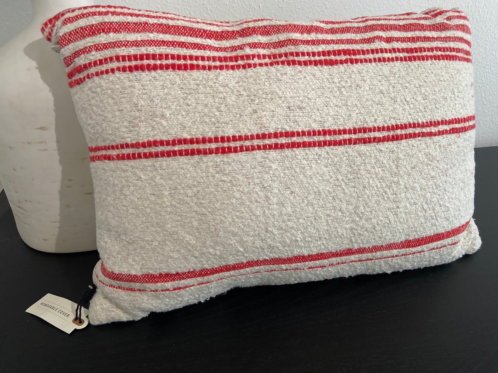 Hearth & Hand with Magnolia Beige Red Textured Lumbar Stripe Throw Pillow