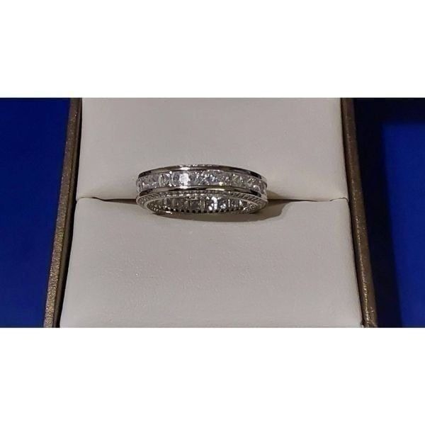 4 Ct. Princess & Pave Round Cut All Around the World Eternity Band Ring Sz 8