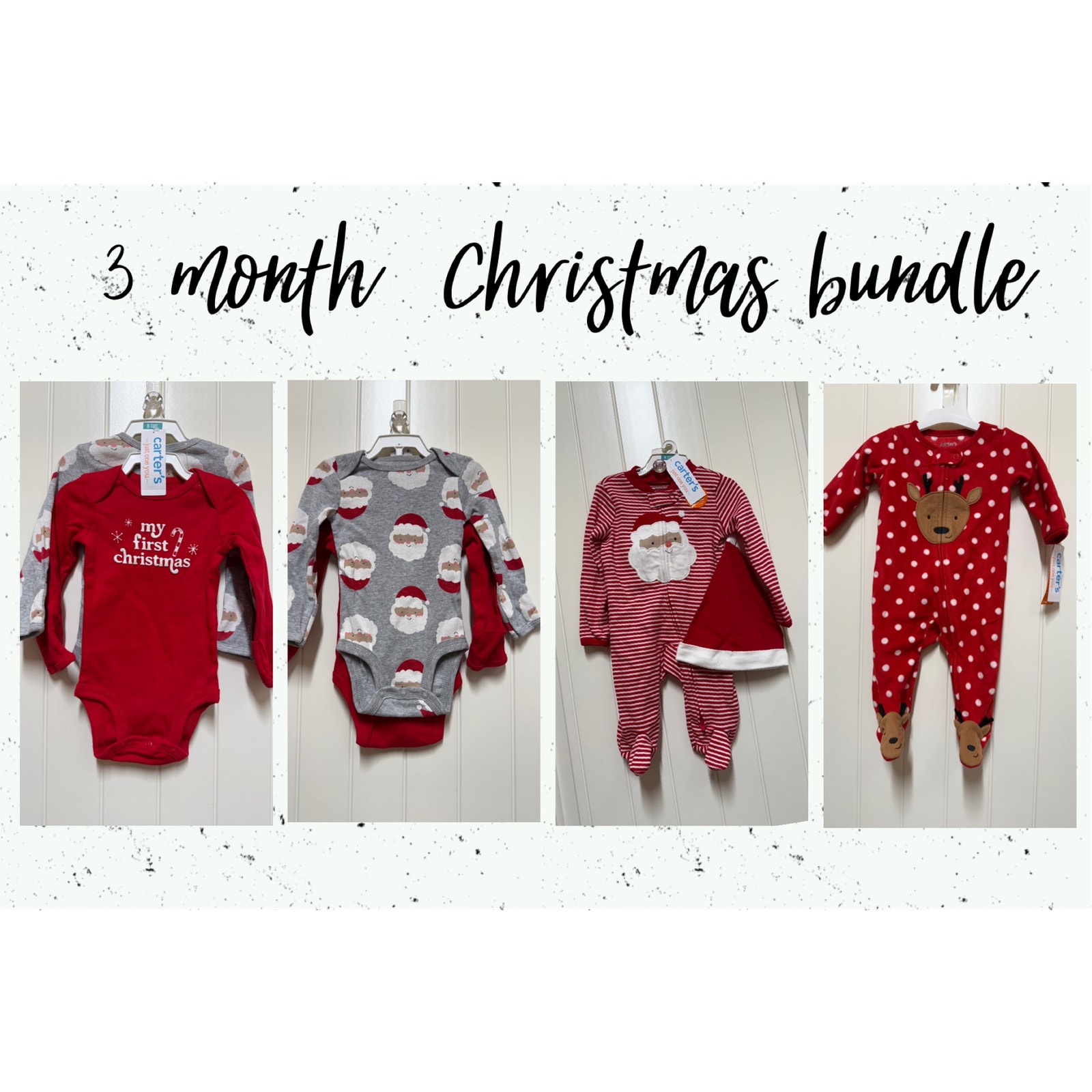 NWT 3 month Christmas Bundle 5 piece Santa reindeer 1st Christmas