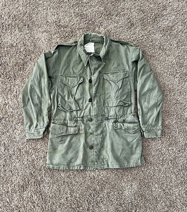 Vintage Military Army Green Field Jacket M-1950 Size Small Regular