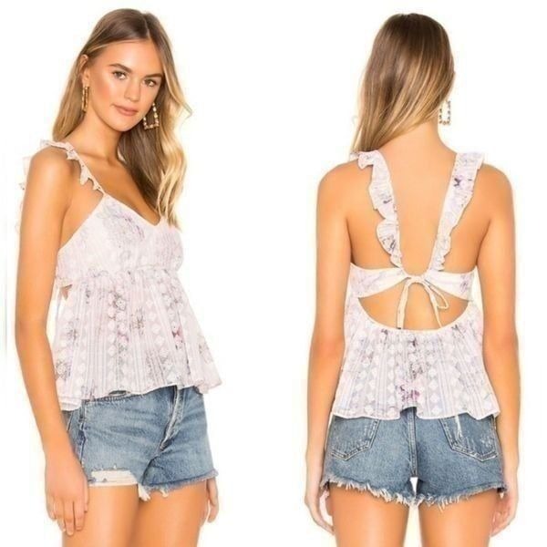 Tularosa Oaklynn Top In Invory & Lilac Blouse Women's Size XXS NWT. Armpit to ar