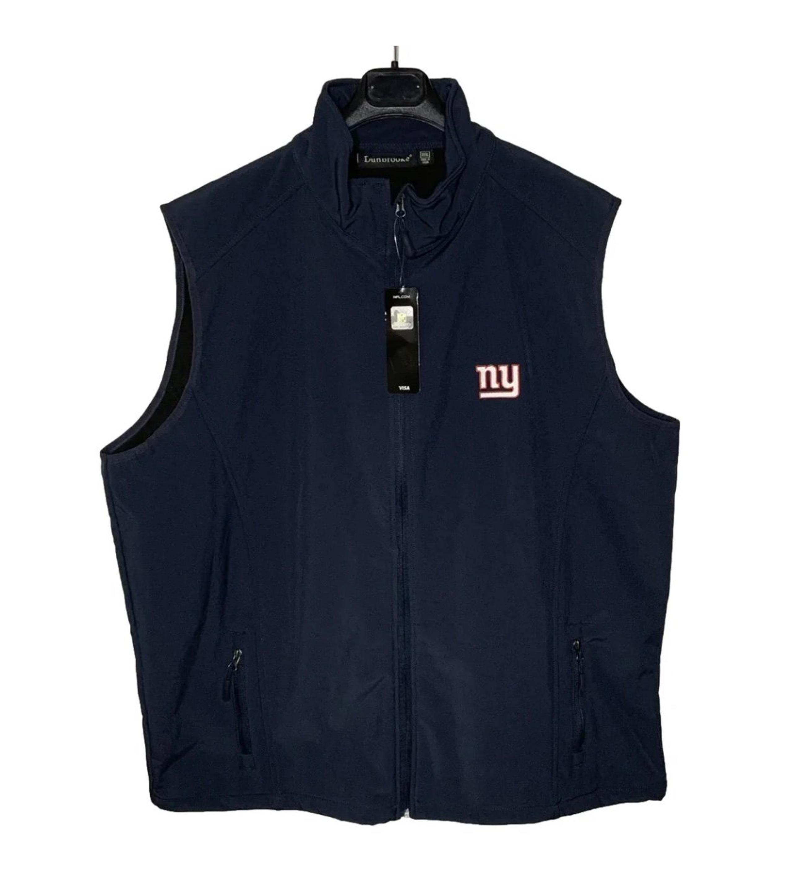 NWT New York Giants Authentic NFL Men's Lined Micro Fleece Vest 3XL Full-zip