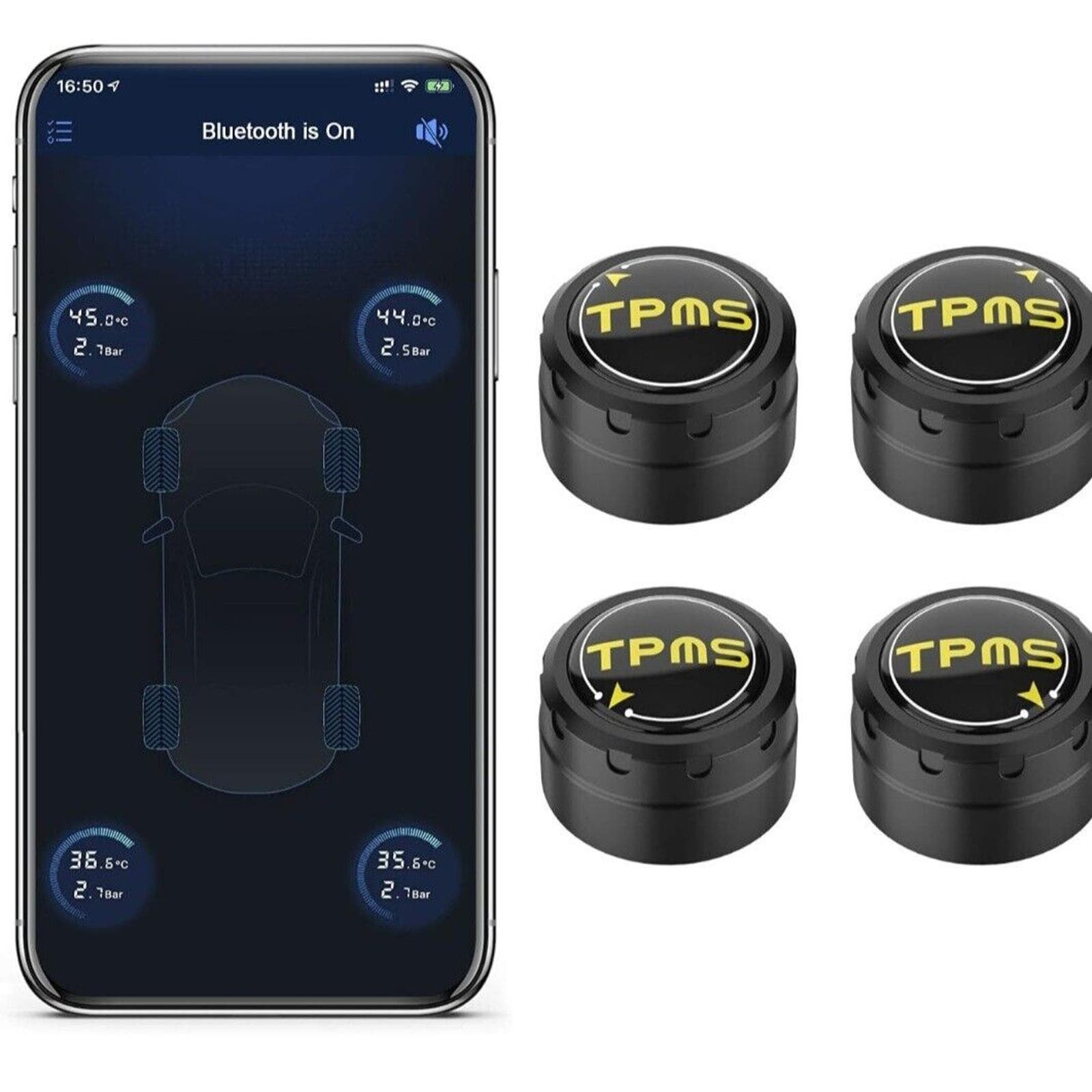 LEEPEE Tire Pressure Monitoring System, 5 Alarm Modes, with 4 External Sensors