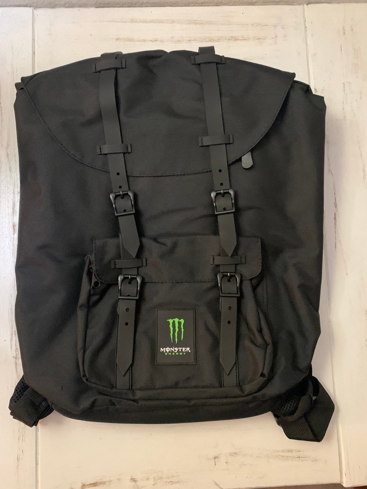 New rare Monster Energy Black Rucksack Backpack padded Travel Hiking College