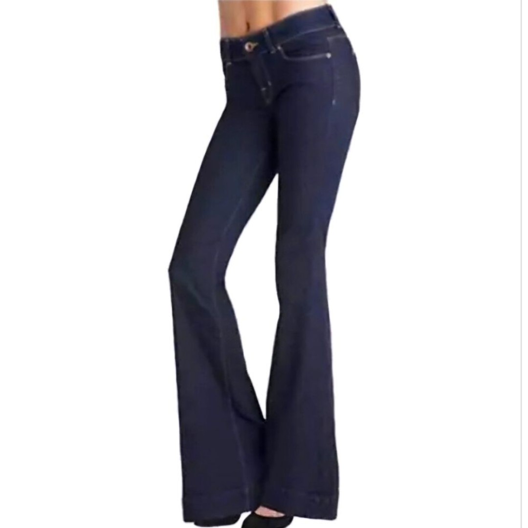 J Brand Women's Stretch Trouser Flared Leg Lovestory Jeans Dark Wash USA EUC