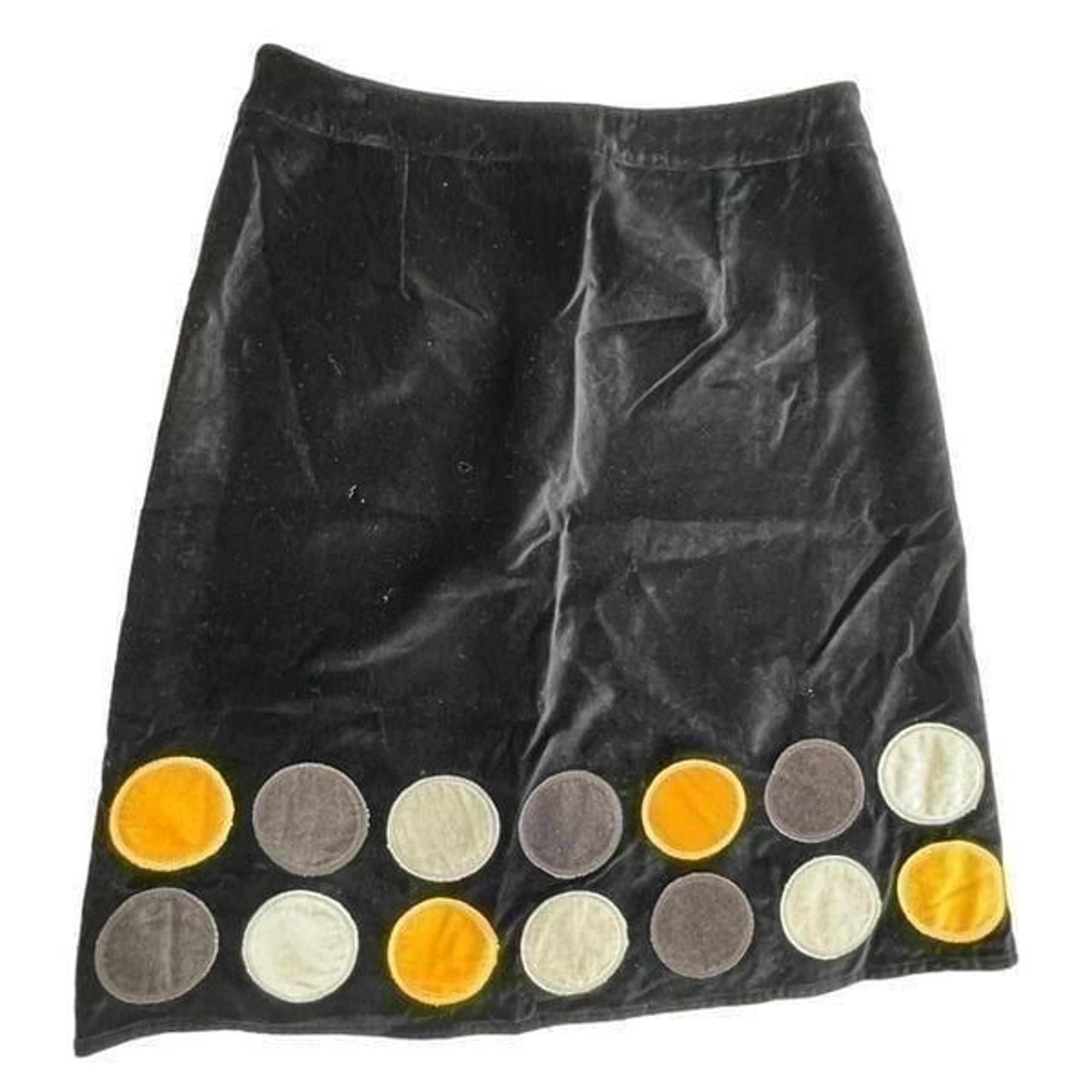 Boden Women's Fully Lined Dots Knee Length A-Line Skirt Velvet Black Size 12R