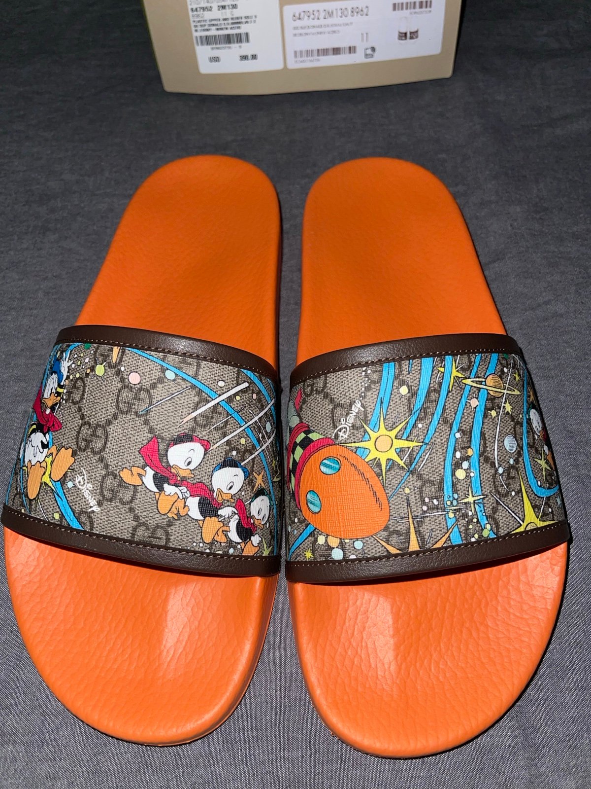 Gucci GG X Disney Supreme Donald Duck Slides Sandals Slippers Size 11
