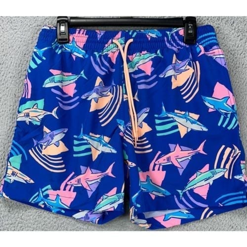 Chubbies Swim Trunks Mens Medium Blue The Daddy Shark Lined Board Shorts NEW A23
