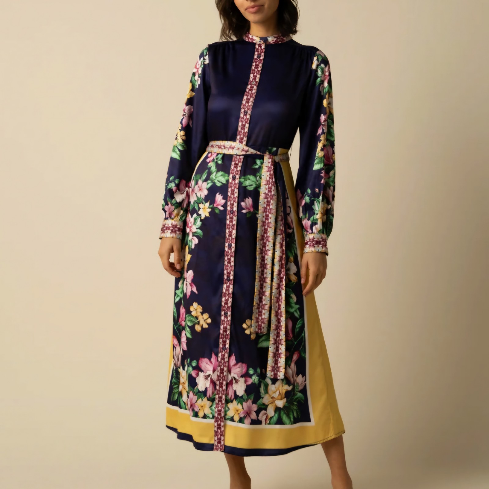 nwt Raishma Kiara Navy Dress UK4 US2 Maxi Floral Print Dress