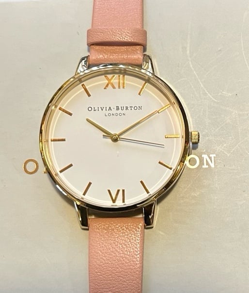 OLIVIA BURTON WATCH WITH 38MM WHITE FACE & PINK LEATHER BAND
