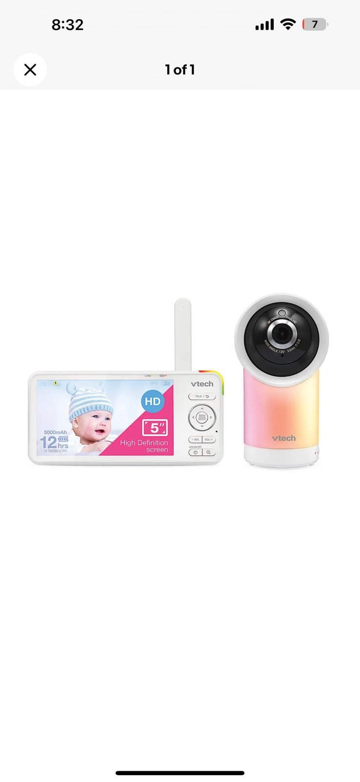 VTech 5 Smart WiFi Remote Access 360 Pan & Tilt Video Baby Monitor RM5766HD