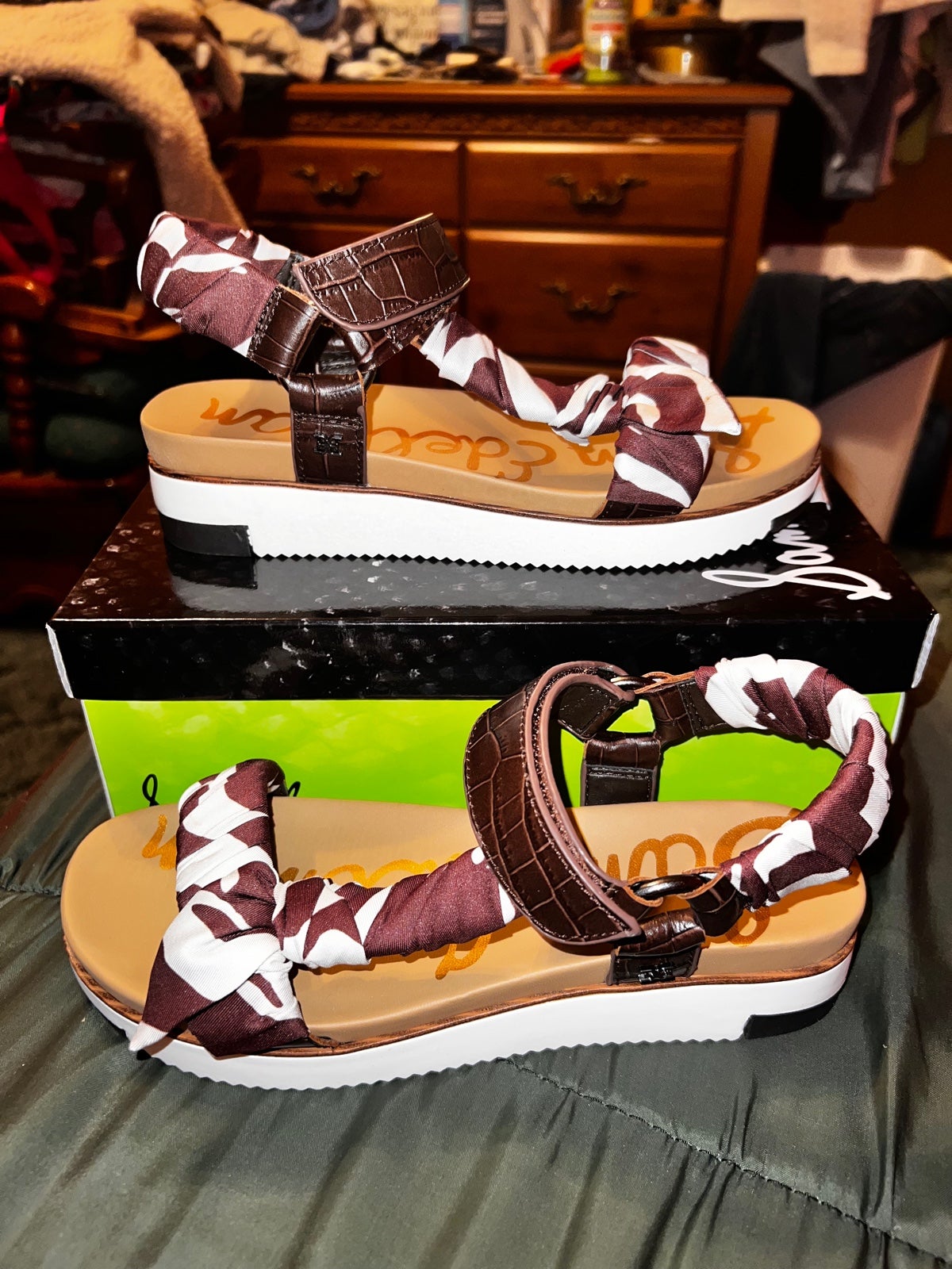 Sam Edelman ashie brown silk sandals