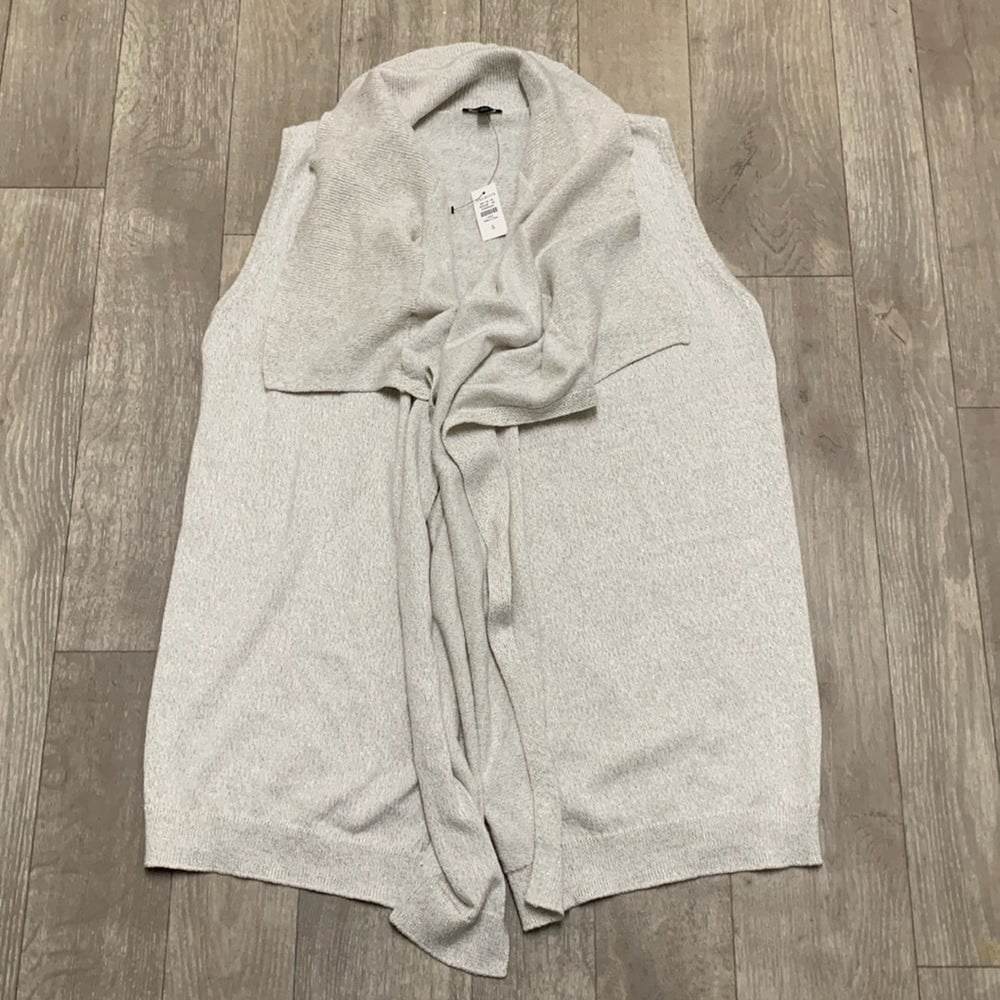 Womens NWT Talbots Metallic Cowl Neck Open Front Sleeveless Cardigan Sweater