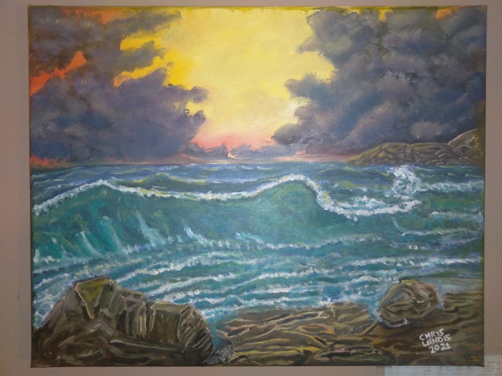Ocean Oil Painting by Chris Landis Original Art (16x20 in.)