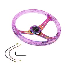 JDM TRD Universal 6-Hole 350mm Deep Dish Purple Crystal Bubble Steering Wheel