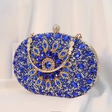 ***Gorgeous Blue Elegant Rhinestone Clutch with Secure Buckle***