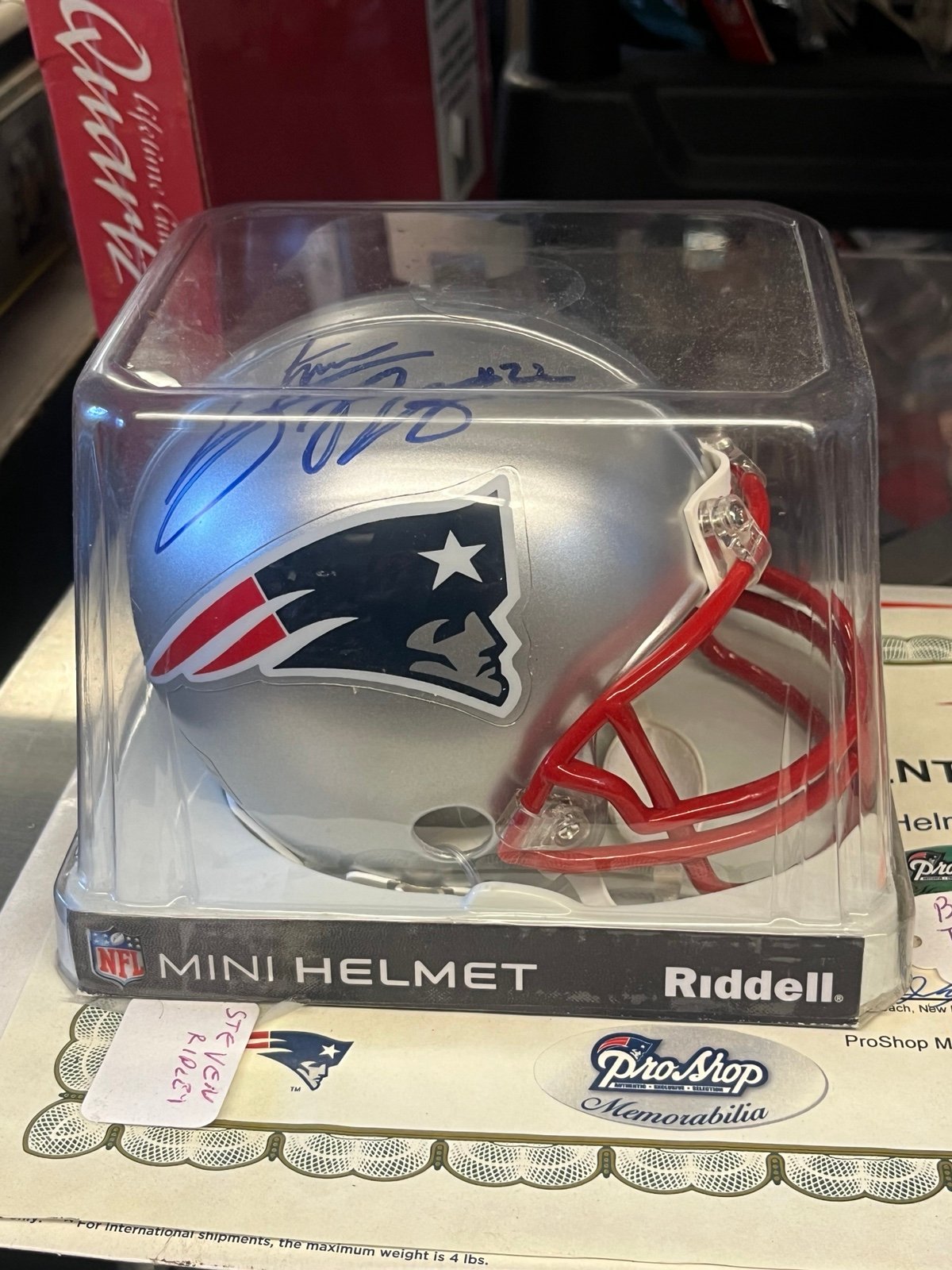 New England Patriots Steven Ridley signed mini helmet