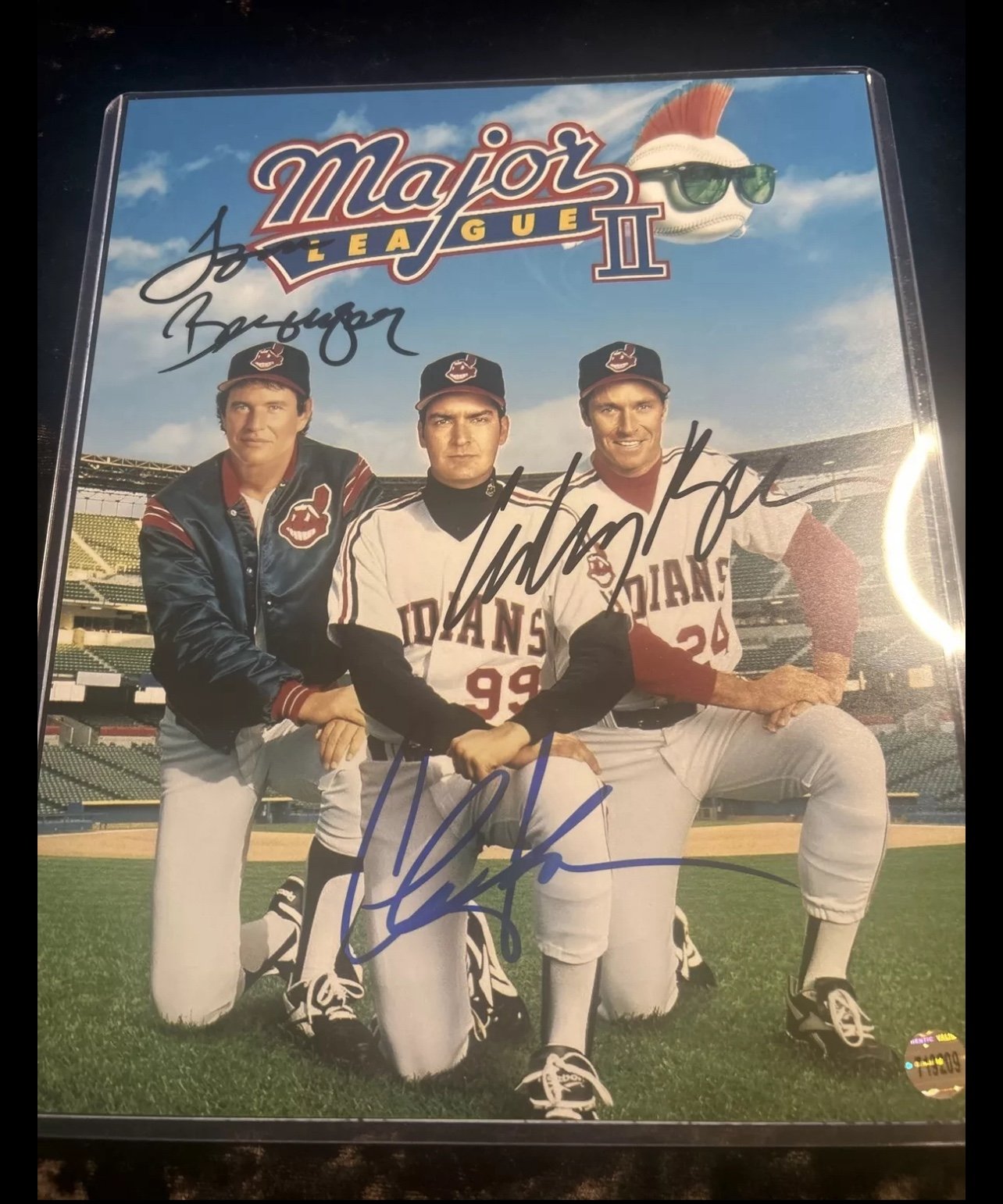 Major League Charlie Sheen Tom Berenger Corbin Bernsen Autographed 8x10 COA