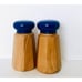 Ralph Lauren Italy Olive Wood Salt & Pepper Shakers Blue Enameled Lids S & P