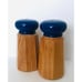 Ralph Lauren Italy Olive Wood Salt & Pepper Shakers Blue Enameled Lids S & P