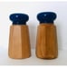 Ralph Lauren Italy Olive Wood Salt & Pepper Shakers Blue Enameled Lids S & P