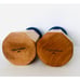 Ralph Lauren Italy Olive Wood Salt & Pepper Shakers Blue Enameled Lids S & P