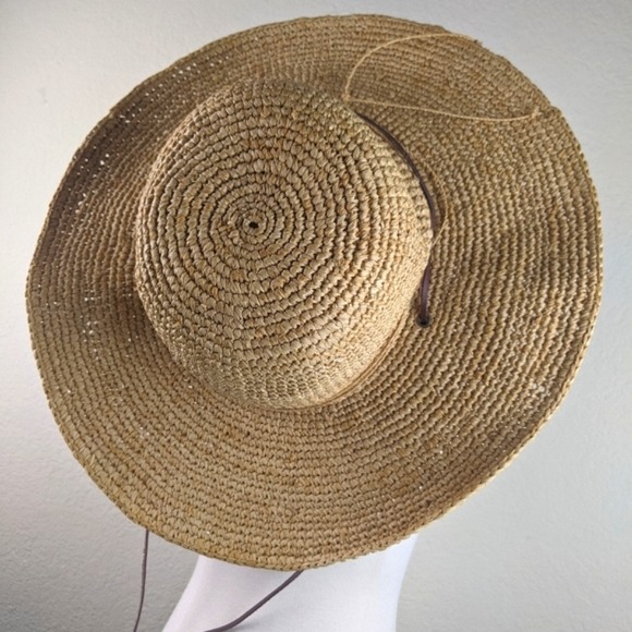 Scala Women's Big Brim Raffia Hat with Leather Chin Cord