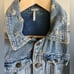 Free People Blue Hooded Distressed Denim Jean Jacket size XS