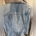 Free People Blue Hooded Distressed Denim Jean Jacket size XS