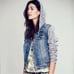 Free People Blue Hooded Distressed Denim Jean Jacket size XS