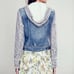 Free People Blue Hooded Distressed Denim Jean Jacket size XS