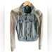 Free People Blue Hooded Distressed Denim Jean Jacket size XS