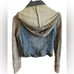 Free People Blue Hooded Distressed Denim Jean Jacket size XS