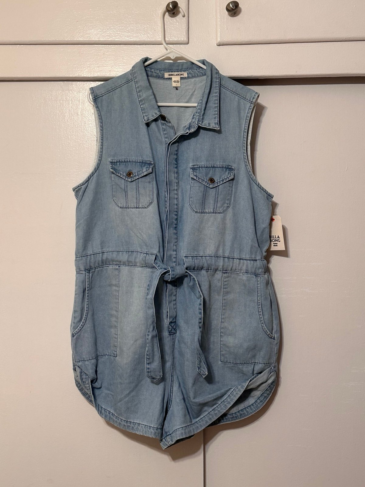 BillaBong Romper denim women size 14 blue bay romper jean