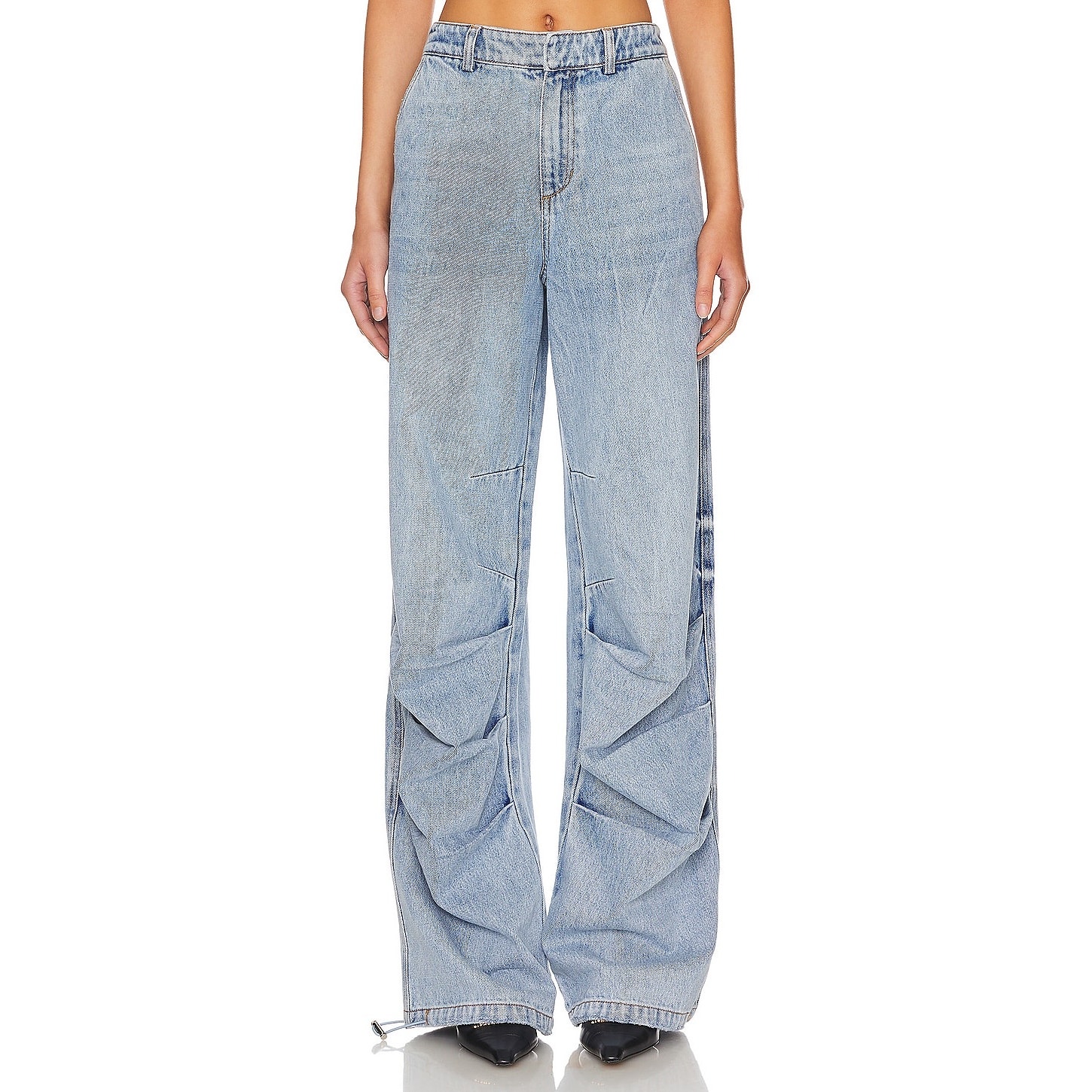 SER.O.YA Chelle Baggy Ruched Jeans Size 28 Coastline Light Blue Wide