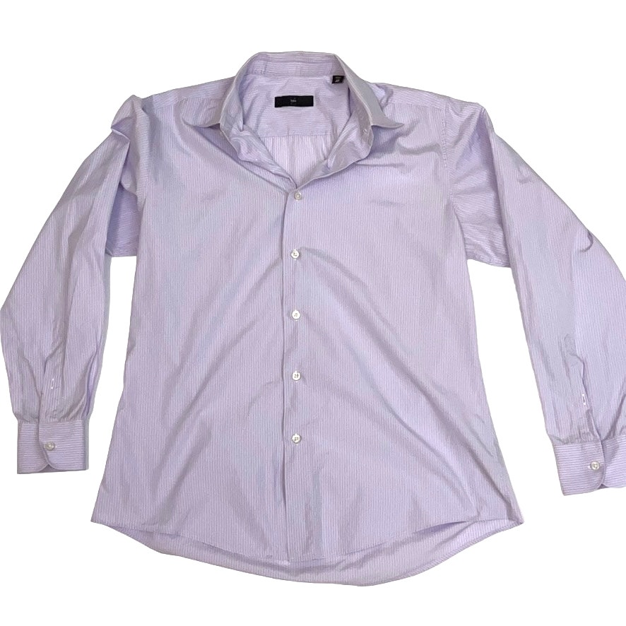 Zegna Purple Stripe Mens Shirt Size 42 16.5