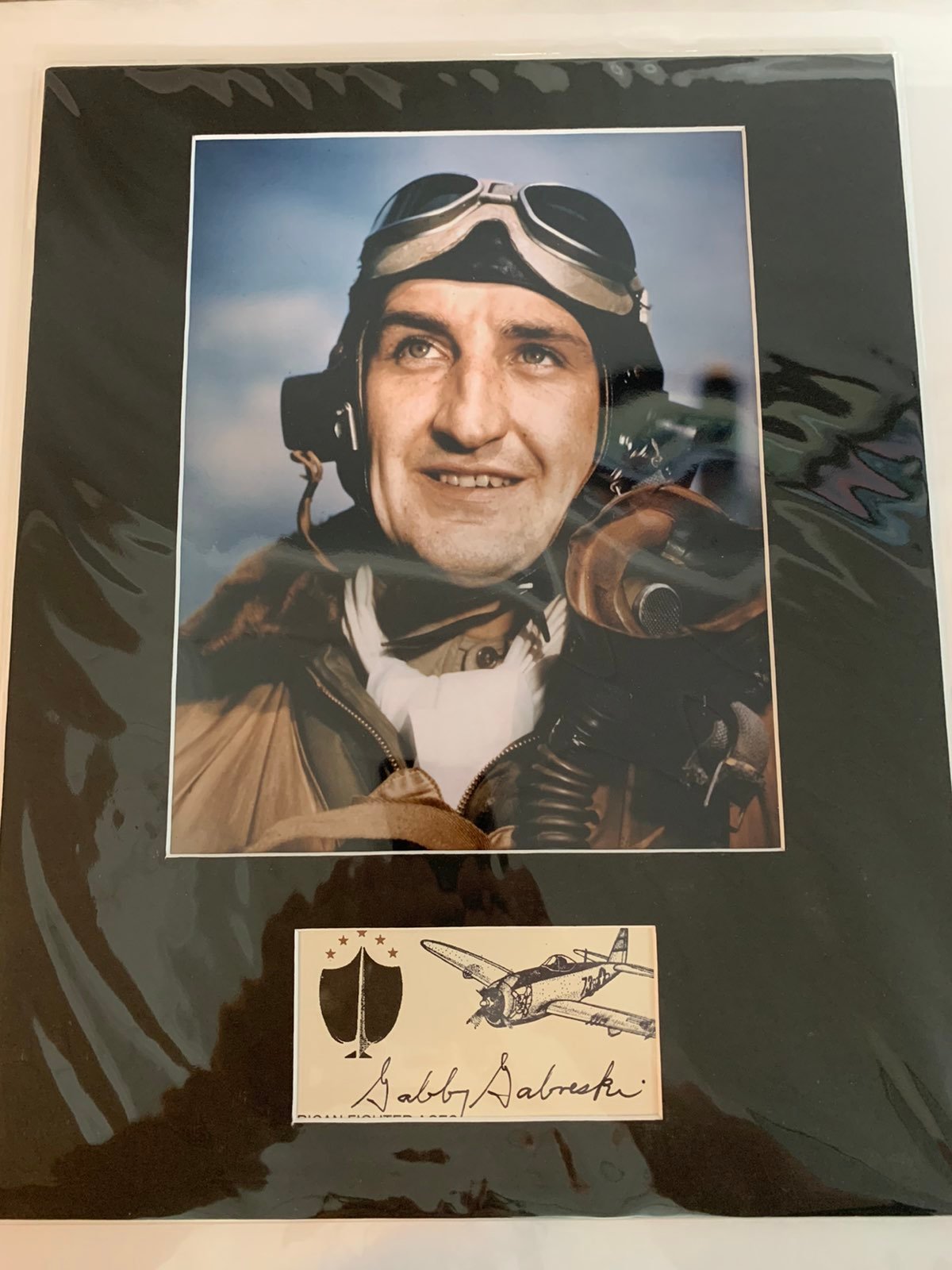 56th FG THUNDERBOLT ace Gabby Gabreski signed DETAILED 3x5 - 34.5 Kills