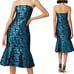 Aidan Maddox Teal Jacquard Trumpet Dress Burgundy Floral Prom Sz 12 NWT