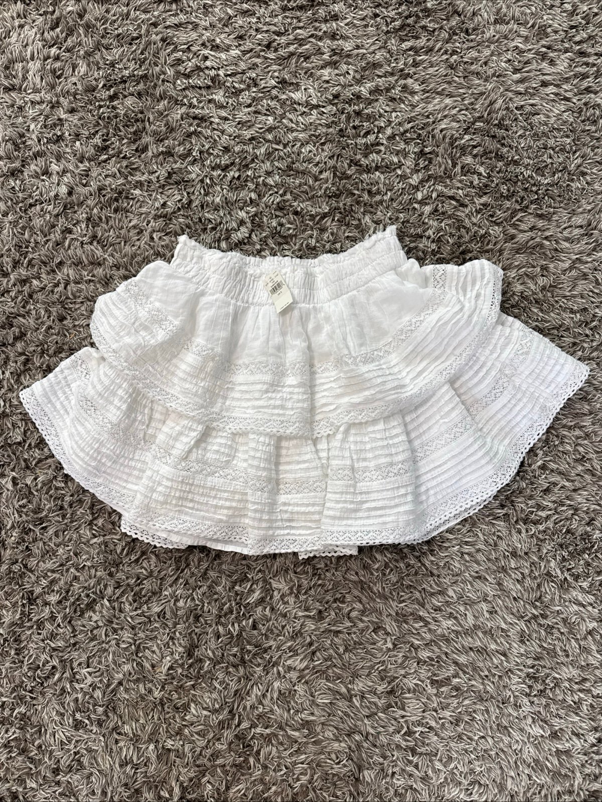NWT! Aerie Rock 'n' Ruffle White textured lace cotton Mini Skirt Ladies Small