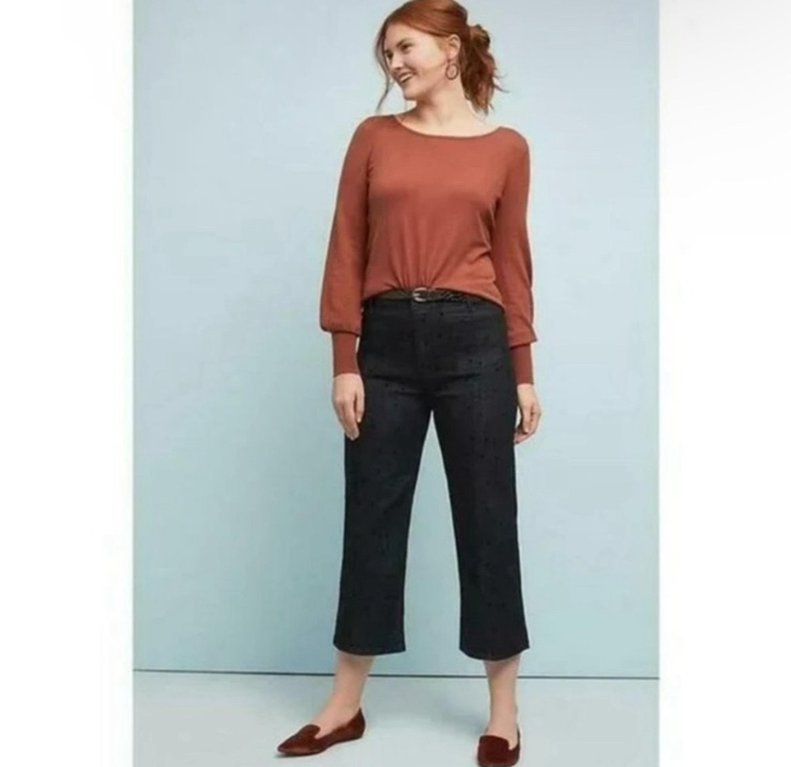 Anthropologie Pilcro & The Letterpress Polka Dot Wide Leg Crop Jeans Size 25