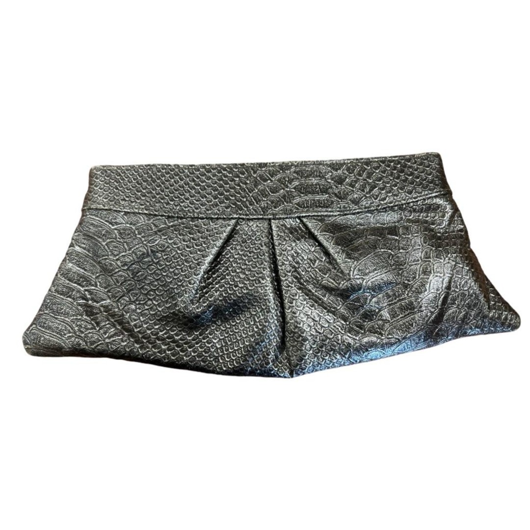 Lauren Merkin Snakeskin Leather Clutch Bag Metallic Gold