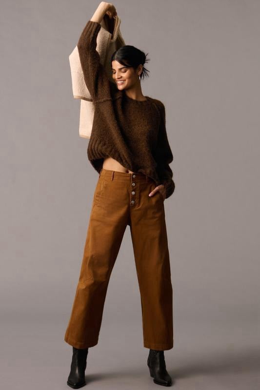 Brand New Anthropologie Pilcro The Arin Mid Rise Button Front Barrel Pants 31