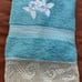 Set of Three Vintage Bath Towels w/ Handmade Crochet End and Embroidered Flowers