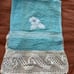 Set of Three Vintage Bath Towels w/ Handmade Crochet End and Embroidered Flowers