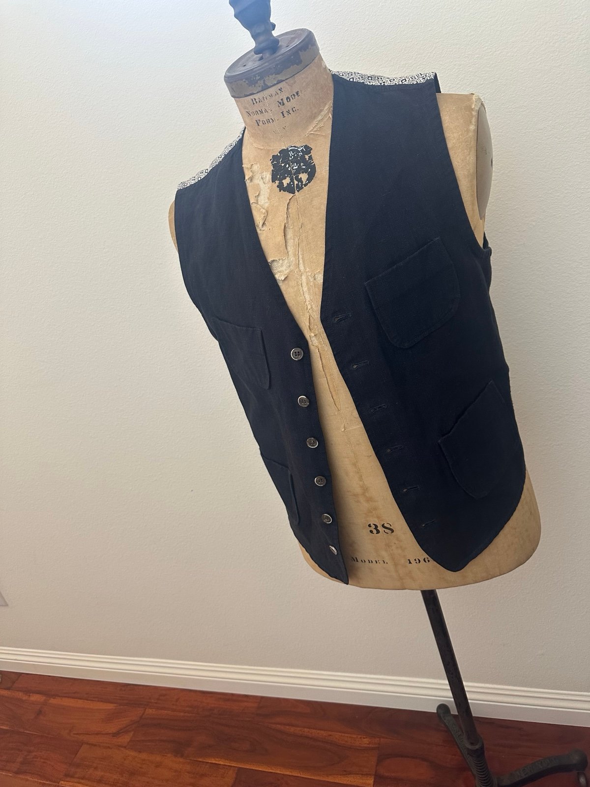 Suitsupply blue cotton & linen vest waistcoat sz 46R 36R
