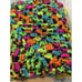 Handmade Lap Afghan Blanket Throw Crochet 40”x 40 Granny Square Neon Fiesta